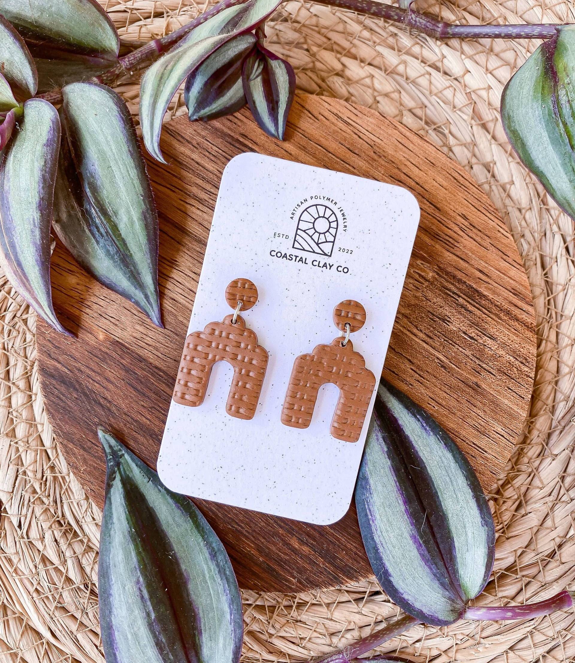 Rattan Arch Clay Ohrringe - Polymer Frühling Ostern Statement Boho Ships Next Day von CoastalClayCompany
