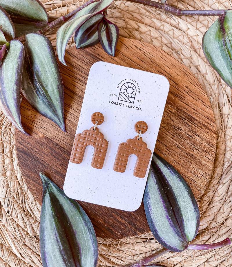 Rattan Arch Clay Ohrringe - Polymer Frühling Ostern Statement Boho Ships Next Day Rattan Arch Clay Ohrringe - Polymer Frühling Ostern Statement Boho Ships Next Day von CoastalClayCompany
