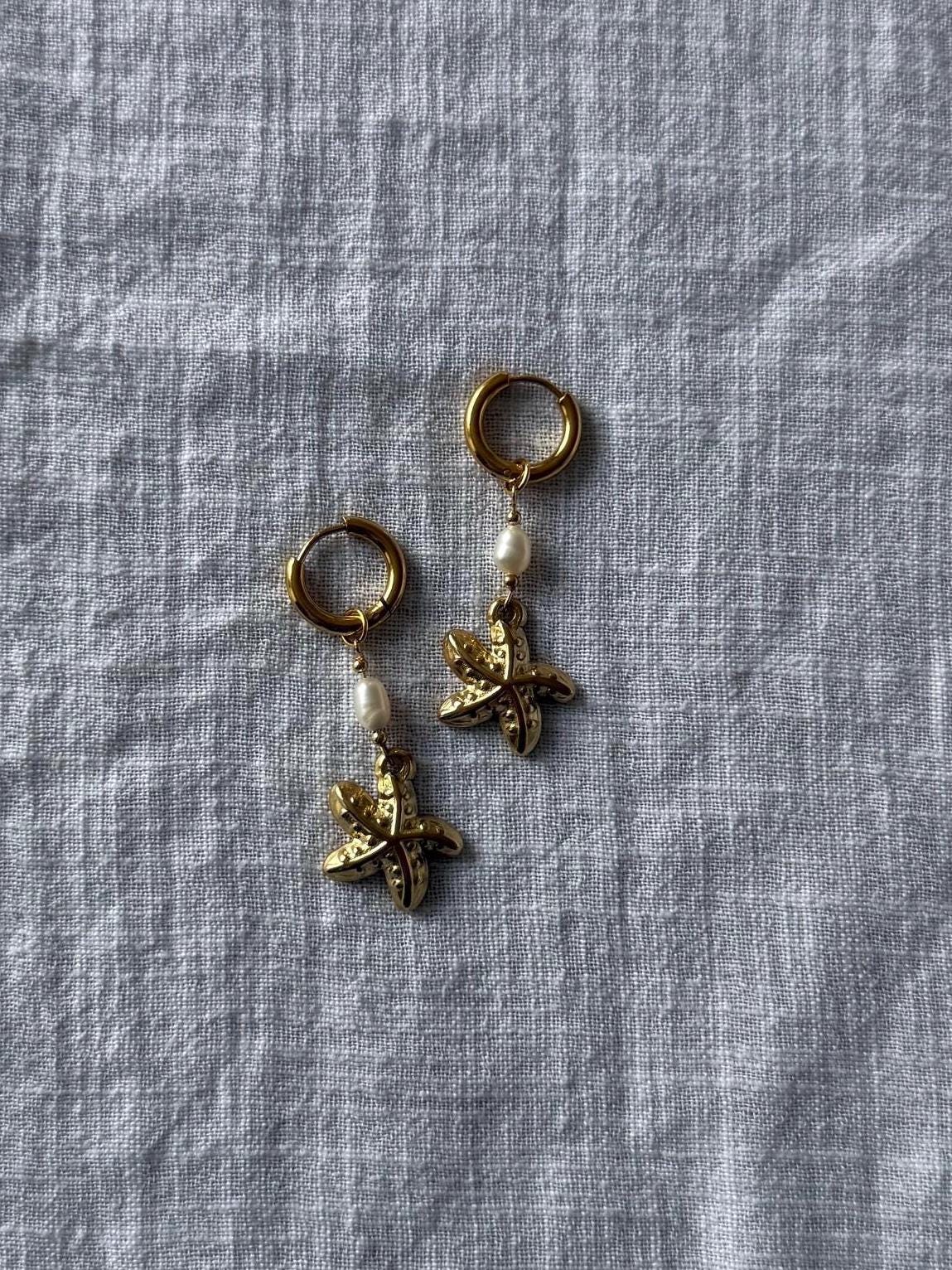 starr Ohrringe. Mit Süßwasserperlen 18K Gold Beschichtet starr Ohrringe. Mit Süßwasserperlen 18K Gold Beschichtet von Coastalbyjacky