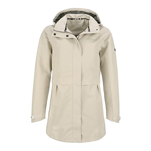 Coastguard Damen Funktionsmantel Kurzmantel - Regenmantel Regenjacke mit abnehmbarer Kapuze winddicht wasserdicht in Beige Größe 46 von Coastguard