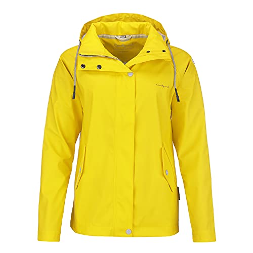 Coastguard Damen PU Regenjacke unifarben - Outdoor-Jacke mit abnehmbarer Kapuze wasserdicht winddicht in Gelb Größe 44 von Coastguard
