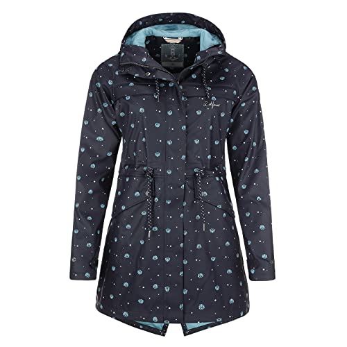 Leitfeuer Damen Regenmantel Kurzmantel mit Allover-Print Muschel - PU-Regenjacke Outdoorjacke wasserdicht winddicht in Dunkelblau Größe 44 von Coastguard