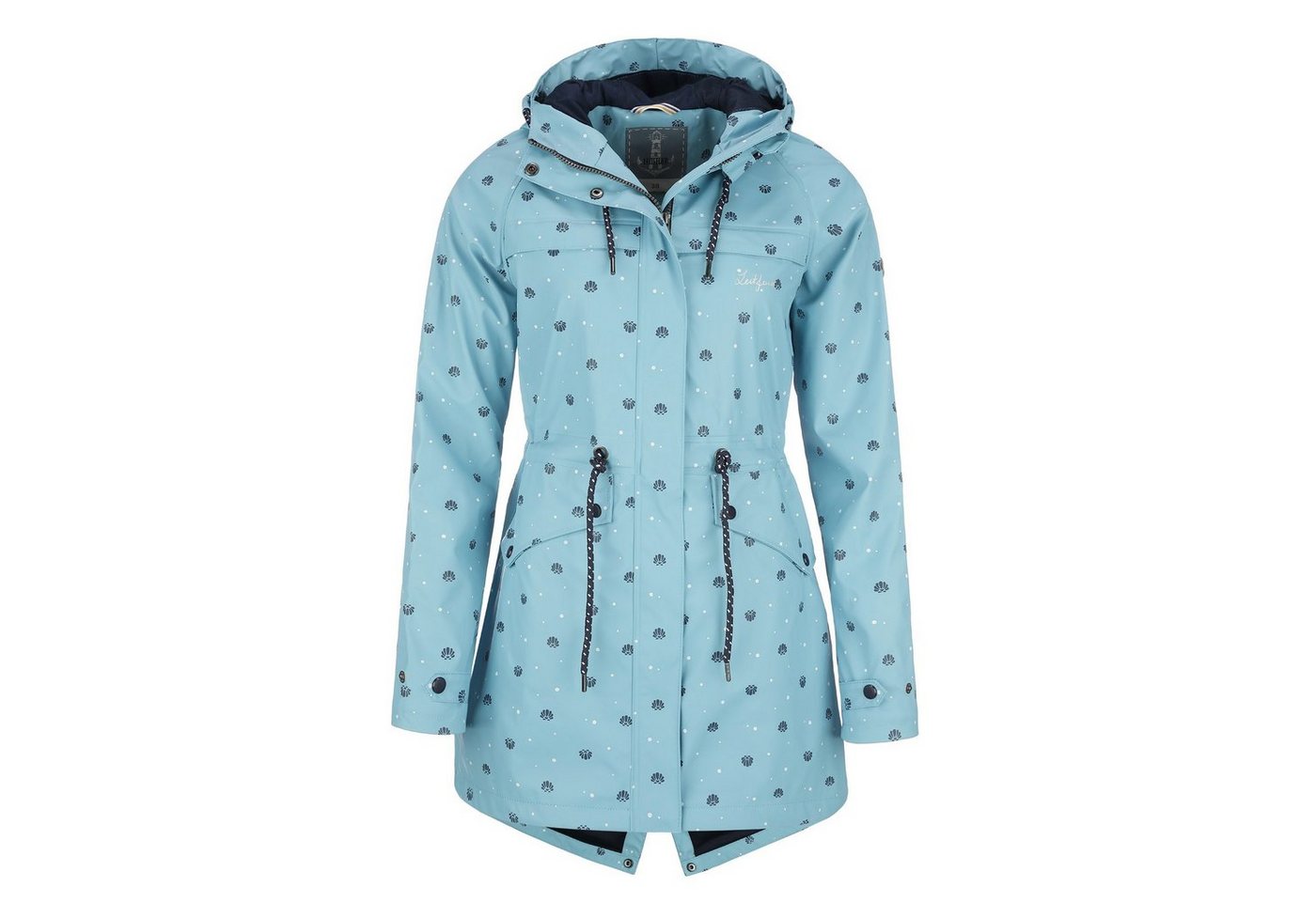 Coastguard Regenmantel Damen PU-Kurzmantel Allover-Print Muschel - Regenjacke wasserdicht von Coastguard