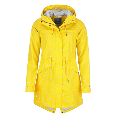Leitfeuer Damen Regenmantel Kurzmantel mit Allover-Print Muschel - PU-Regenjacke Outdoorjacke wasserdicht winddicht in Gelb Größe 36 von Coastguard