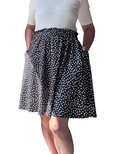 Cobciecs Hosenrock Damen Sommer Knielang - Rock mit Shorts Integriert Rock mit Hose Knielang Paperbag Blumendruck Sommerrock Damen Schwarz-T,M von Cobciecs