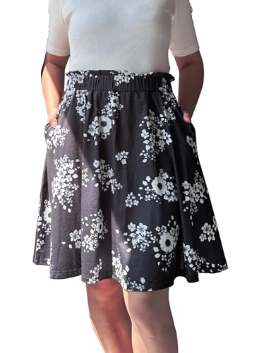 Cobciecs Hosenrock Damen Sommer Knielang - Rock mit Shorts Integriert Rock mit Hose Knielang Paperbag Blumendruck Sommerrock Damen Weiß,L von Cobciecs