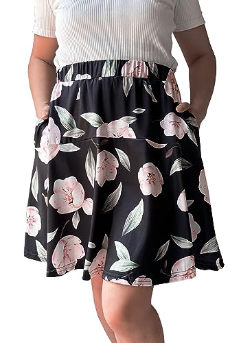 Cobciecs Hosenrock Damen Sommer Kurz - Rock mit Hose Drunter Wanderrock Fahrradrock Sommerrock Damen Minirock Schwarz-Rosa,XXL von Cobciecs