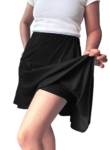 Cobciecs Hosenrock Damen Sommer Kurz - Skort Damen Rock mit Hose Sommerrock mit Volantbesatz Wanderrock Einfarbig Schwarz,XL Cobciecs Hosenrock Damen Sommer Kurz - Skort Damen Rock mit Hose Sommerrock mit Volantbesatz Wanderrock Einfarbig Schwarz,XL von Cobciecs