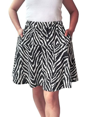 Cobciecs Hosenrock Damen Sommer - Rock mit Hose Drunter Skort Röcke Damen Rock mit Shorts Integriert Sommerrock Zebramuster,L von Cobciecs