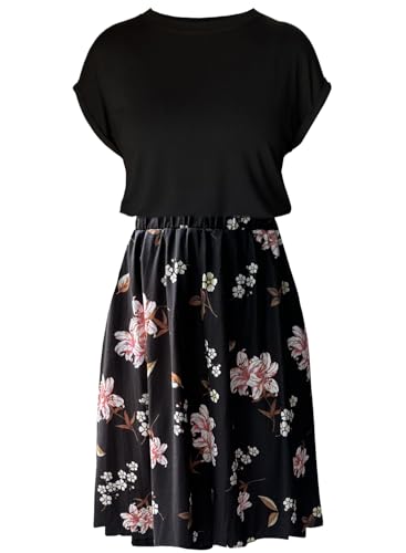Cobciecs Jerseykleid Damen Sommer - Shirtkleid Blumenkleid Sommerkleid Tshirt Kleid Damen Kleider Sommer mit Eingrifftaschen Schwarz-Rosa01,L Cobciecs Jerseykleid Damen Sommer - Shirtkleid Blumenkleid Sommerkleid Tshirt Kleid Damen Kleider Sommer mit Eingrifftaschen Schwarz-Rosa01,L von Cobciecs