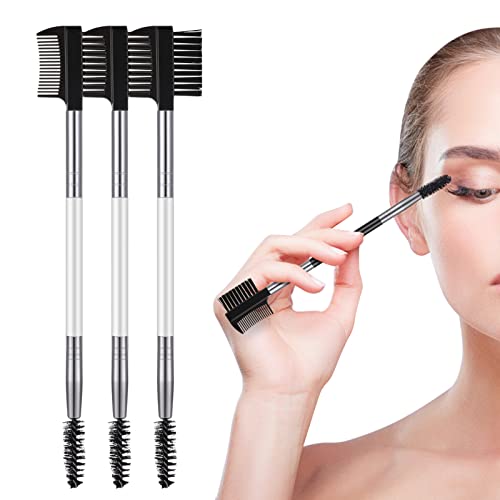 Cobee Augenbrauen Wimpernformer, Augenbrauenbürsten Kamm, Wimperntrenner Werkzeug mit 3 verschiedenen Spoolie Bürsten für Frauen Mädchen Wimpern trennen Mascara Klumpen beseitigen(weiß, 3 Stück) von Cobee