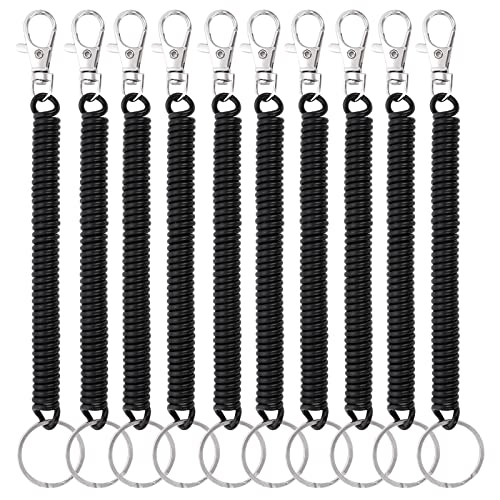 Cobee Coil Springs Schlüsselanhänger, 10 Stück einziehbare Coil Springs Schlüsselanhänger mit Karabinerverschluss, Spring Coil Leash Cord Sicherheitsseile, Elastisches Handy Handgelenk Spulenband von Cobee