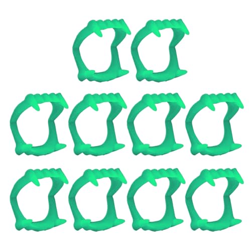 Cobee Halloween Leuchtende Vampirzähne,10 Stück Gefälschte Vampirzähne die im Dunkeln leuchten Halloween Vampirzähne für Süßes oder Saures Halloween Cosplay Party Requisiten von Cobee