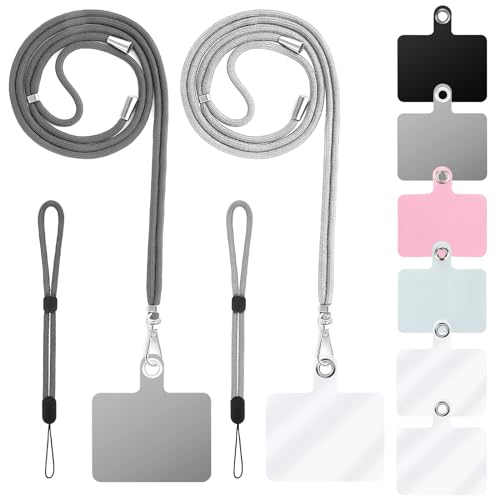 Cobee Handy Umhängeband,2 Stück Telefon Umhängeband + 2 Stück Handy Umhängeband + 6 Stück Handy-Haltegurte,Nylon-Umhängeband,Nylon Handgelenkbänder,PVC Telefon Patch mit Metallring von Cobee