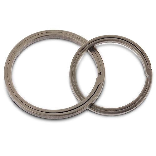 Cobee Schlüsselanhänger aus Titanlegierung, 2 Stück seitlich drückende flache Titan-Schlüsselanhänger, robuster geteilter Schlüsselanhänger für Karabiner-Clip-Autoschlüssel (25 mm + 30 mm) von Cobee
