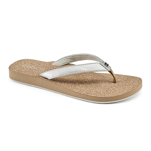 Cobian Damen Capri Bounce geflochtenes Kunstleder Riemen Flip-Flop Sandalen, silber, 38 EU von Cobian