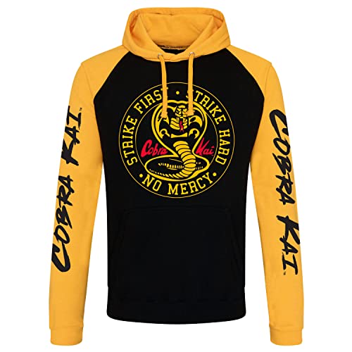Cobra Kai Offizielles Lizenzprodukt Baseball Kapuzenpullover (Schwarz-Gelb), X-Large von Cobra Kai