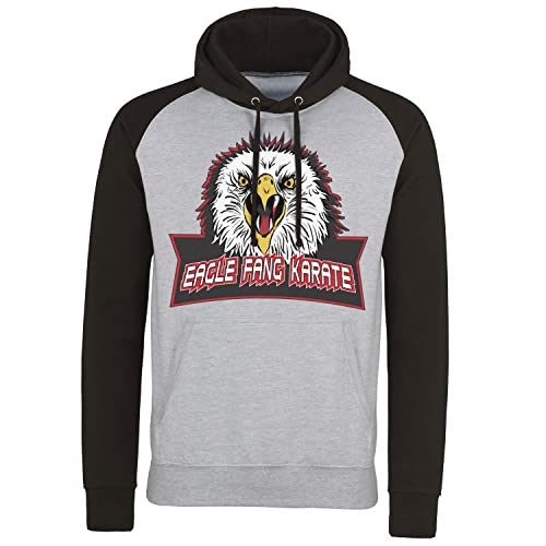 Cobra Kai Offizielles Lizenzprodukt Eagle Fang Karate Baseball Kapuzenpullover (Heather Gray-Schwarz), Medium von Cobra Kai