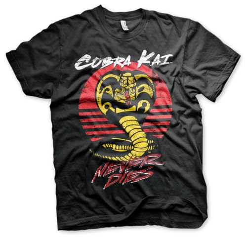 Cobra Kai Offizielles Lizenzprodukt Never Dies Herren T-Shirt (Schwarz), XX-Large von Cobra Kai