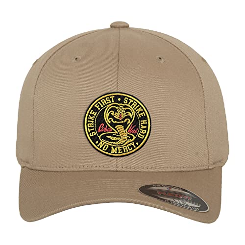 Cobra Kai Offizielles Lizenzprodukt Patch Flexfit Cap (Khaki), Klein/Mittel von Cobra Kai