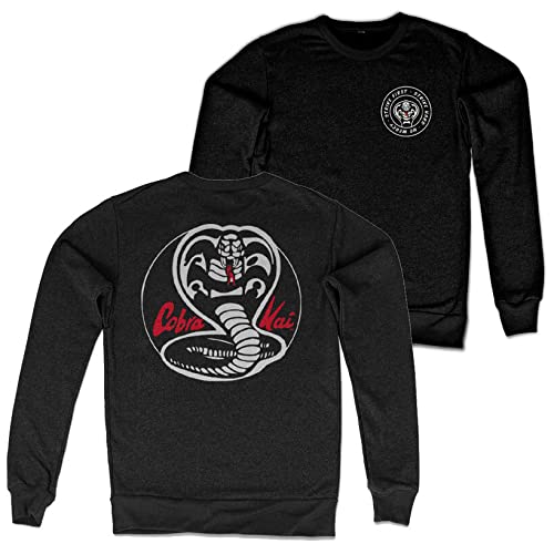 Cobra Kai Offizielles Lizenzprodukt Weiß Patches Sweatshirt (Schwarz), X-Large von Cobra Kai