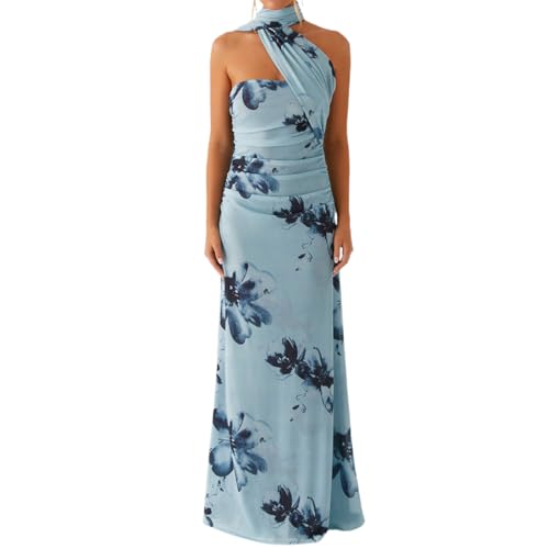 Damen Y2K Blumen-Maxikleid rückenfrei, ärmellos, figurbetont, lang, Strandurlaub, formelles Cocktail-Sommerkleid, blau, L Damen Y2K Blumen-Maxikleid rückenfrei, ärmellos, figurbetont, lang, Strandurlaub, formelles Cocktail-Sommerkleid, blau, L von CocMouse