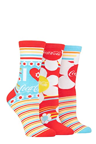 Coca-Cola Damen Blumen Socken aus Baumwolle Packung 3 Multi 37-42 von Coca-Cola