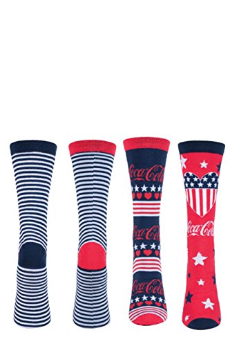 Coca-Cola Damen Gemustert Streifen Baumwolle Socken Packung 2 Multi 37-42 von Coca-Cola