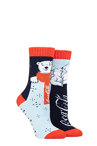 Coca-Cola Damen Schal Eisbär Slipper-Socken Packung 2 Multi 37-42 von Coca-Cola