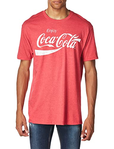 Coca-Cola Herren Coke Classic T-Shirt, Rot meliert, Klein von Coca-Cola