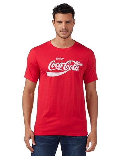 Coca-Cola Herren Eighties Coke kurzen Ärmeln T-Shirt, Rot/Ausflug, einfarbig (Getaway Solids), XL von Coca-Cola