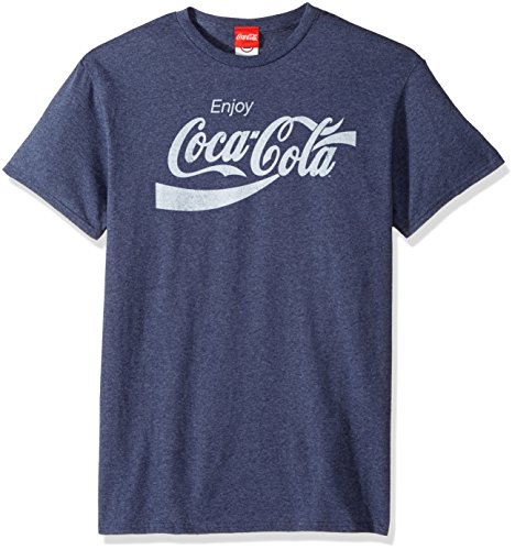 Coca-Cola Herren T-Shirt Eighties Coke Kurzarm, Marineblau meliert, Groß von Coca-Cola