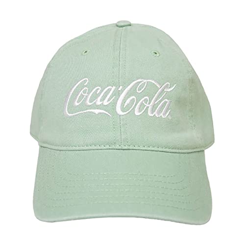 Coca-Cola Unisex-Erwachsene Embroidered Cotton Adjustable Logo Dad Hat Baseballkappe, Mintgrün, Einheitsgröße von Coca-Cola