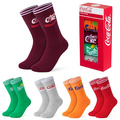 Coca-Cola Coca Cola Wadenstrümpfe Socken Damen Lustig, 5er-Pack Lustige Socken Bunt für Frauen und Erwachsene - Geschenke Weihnachten (Mehrfarbig, 36-40 EU) von Coca-Cola