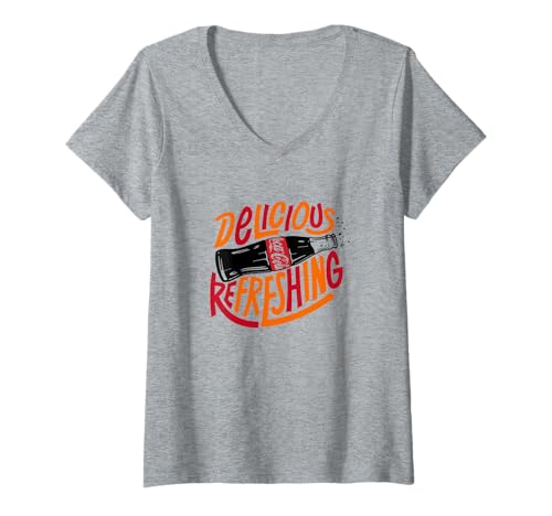 Damen Coca-Cola Delicious Refreshing Classic Vintage T-Shirt mit V-Ausschnitt von Coca-Cola