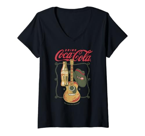 Damen Coca-Cola Drink Coca-Cola The Pause That Refreshens Retro T-Shirt mit V-Ausschnitt von Coca-Cola