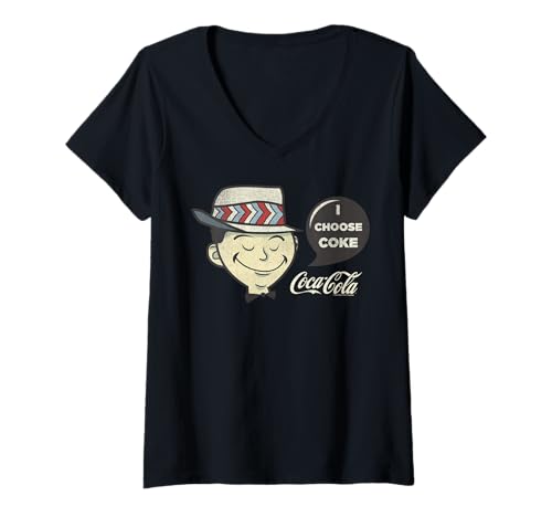 Damen Coca-Cola I Choose Coke Sketch T-Shirt mit V-Ausschnitt von Coca-Cola