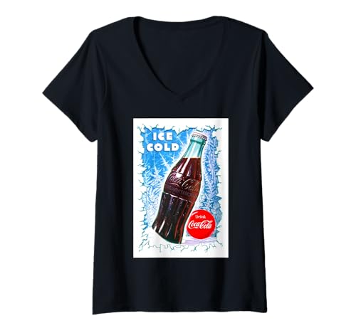 Damen Coca-Cola Ice Cold Ice Breaker T-Shirt mit V-Ausschnitt von Coca-Cola