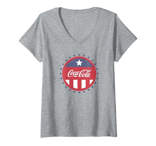 Damen Coca-Cola Vintage Americana Circle Logo T-Shirt mit V-Ausschnitt von Coca-Cola