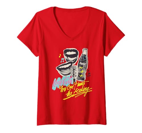Damen Coca-Cola You Can't Beat The Feeling Retro Poster T-Shirt mit V-Ausschnitt von Coca-Cola