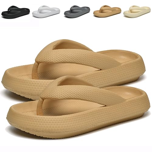 Cloudies Flip Flops for Women, Soft Comfy Slides Non-slip Thick Cloudies Slides (Khaki,36-37) von Cocadong