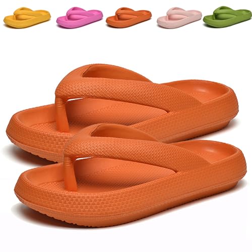 Cloudies Flip Flops for Women, Soft Comfy Slides Non-slip Thick Cloudies Slides (Orange,36-37) von Cocadong