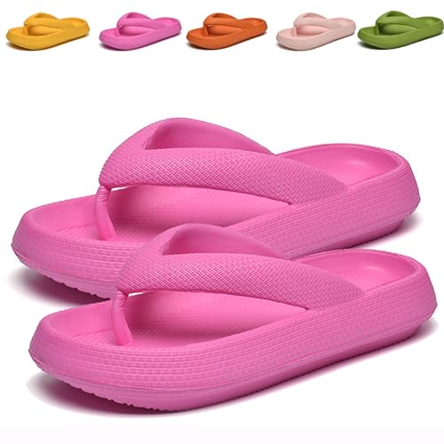 Cloudies Flip Flops for Women, Soft Comfy Slides Non-slip Thick Cloudies Slides (Rose red,38-39) von Cocadong