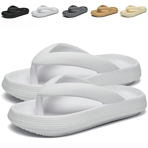 Cloudies Flip Flops for Women, Soft Comfy Slides Non-slip Thick Cloudies Slides (White,46-47) von Cocadong