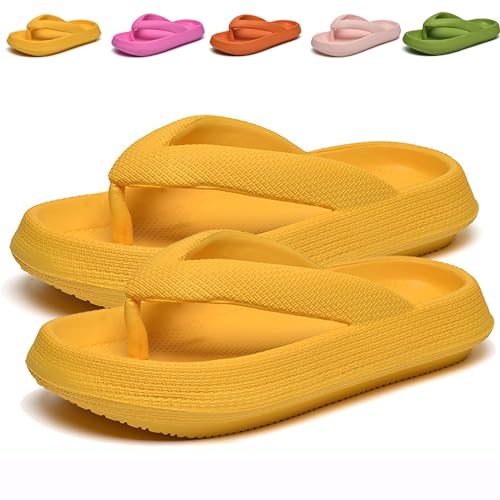 Cloudies Flip Flops for Women, Soft Comfy Slides Non-slip Thick Cloudies Slides (Yellow,36-37) von Cocadong