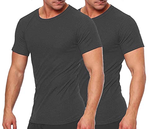 2 Kurzarm Unterhemden Grösse 7 anthrazit Profi wäsche profiunterwäsche Shirt unterziehpulli Kurzarmshirt Pulli wärmt gut thermowäsche termo funktionsunterwäsche ski Fahren von Cocain underwear