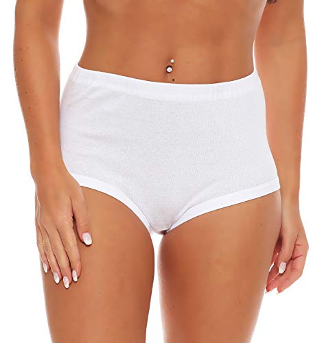 Cocain underwear 4er Pack Damen Slip weiß aus 100% Baumwolle ohne Seitennaht - hoch geschnitten - glatt Weiss - Grössen 36-38 von Cocain underwear