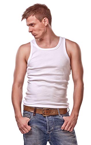 Cocain underwear 6 Herren Unterhemden Achselhemd 100% Baumwolle weiß Feinripp Gr. 6/L Kochfest Trocknergeeignet von Cocain underwear