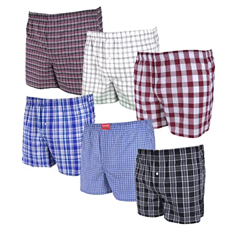 Cocain underwear 6 Stück Herren Boxershorts Gr. XXL Webboxer webboxershorts Boxer Loose Fit Weiter Gewebter Boxer Gestreift Karierter billige Set Modischer Karierter Boxer von Cocain underwear