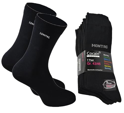 7 Paar Wochentag Socken Herren: Coole 7 Tage Strümpfe, schwarz. Größe 43-46 Socken Wochentage Herren Gr. 39/42 von Cocain underwear